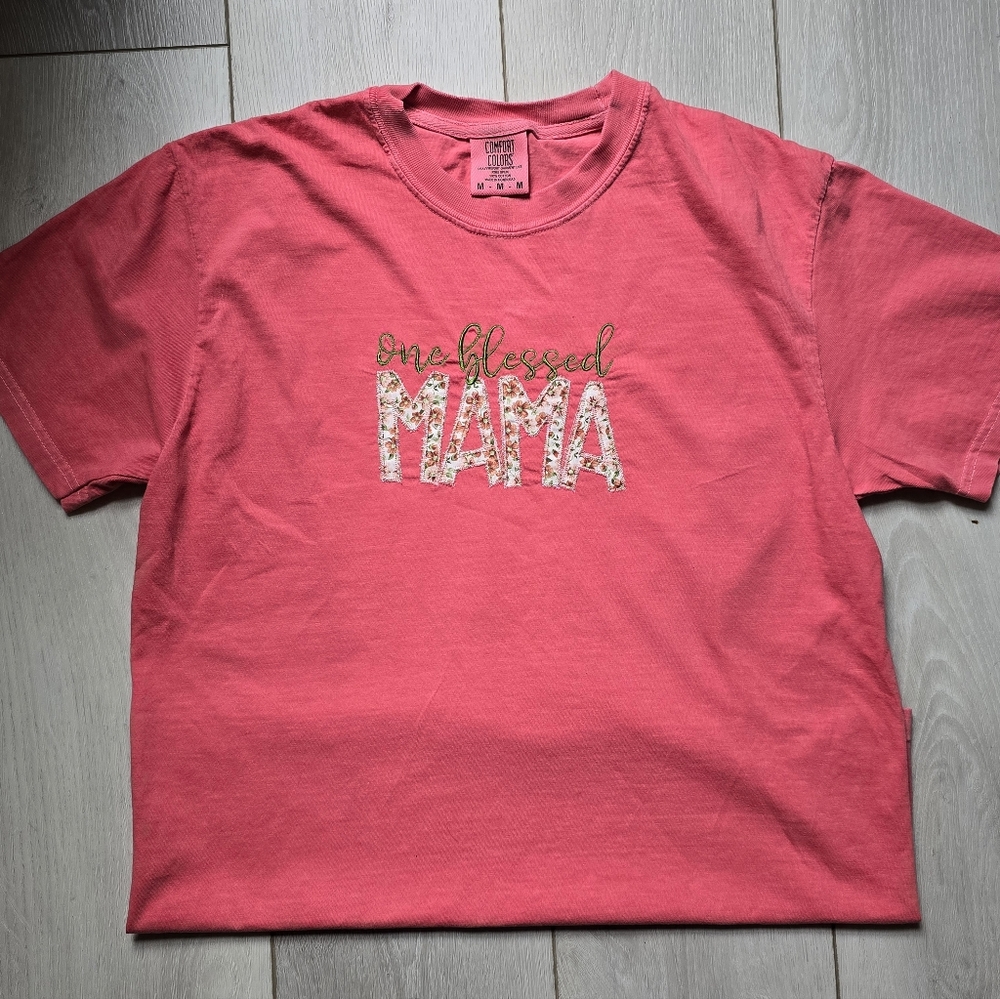 Hand Sewn Applique Mamaw T-Shirt. Women's Size Medium. Watermelom Color